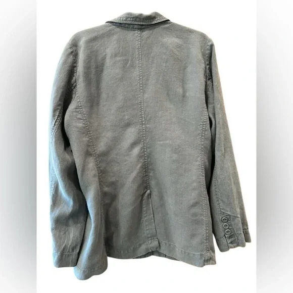 Eileen Fisher Women’s 100% Linen Grey gray button front jacket. Size large - Picture 2 of 11